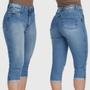 Imagem de Calça Jeans HNO Jeans Capri Elastano Costura Contraste Azul