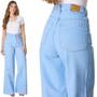 Imagem de Calça Jeans HNO Jeans Wide Leg Lisa Azul Claro