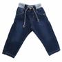 Imagem de Calça Jeans Infantil Bebê Din Don Super Confortável C/ Cordão Para Amarrar Cós Com Elástico