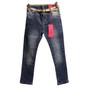 Imagem de Calça jeans infantil menina c/ cinto dourado