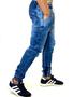 Imagem de calça jeans jogger masculina jeans rasgado, sarja com elastico e bolso