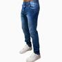 Imagem de Calça Jeans Masculina Azul Escura Manchada Skinny