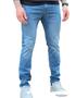 Imagem de Calça jeans masculina bege sarja tradicional skinny slim lançamento 2024