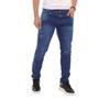 Imagem de Calça Jeans Masculina Premium Lisa Lavagem Escura Moda Fashion Detalhes Puidos