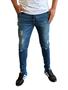 Imagem de calça jeans masculina skinny com elastano rasgadas e lisas com botão diversos modelos