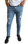 Imagem de calça jeans masculina skinny com elastano rasgadas e lisas com botão diversos modelos
