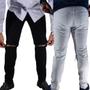 Imagem de Calça jeans masculina  skinny slim sarja lycra rasgada joelh