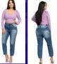 Imagem de Calça Jeans Mom Feminina Plus Size Midi Básica Calça da Moda