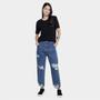Imagem de Calça Jeans Mom Sawary Rasgos Cintura Alta Feminina