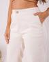 Imagem de Calça Jeans Off Wide Leg Feminina Cintura Alta Barra Desfiada 23444 Off White