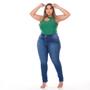 Imagem de Calça jeans plus feminina com levanta bumbum de cos largo com 2 botão new vintage