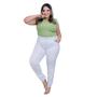 Imagem de Calça Jeans Plus Size Branca Feminina Com Bolsos Tecido Premium Estilo Casual