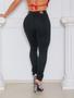 Imagem de Calça jeans preta tradicional levanta bumbum cos alto com laycra