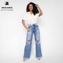 Imagem de Calça Jeans Sawary Wide Leg Rasgada Feminina