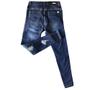 Imagem de Calça Jeans Skinny Destroyed Rasgada Azul Escuro Masculina