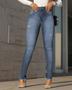 Imagem de Calça jeans skinny hot feminina cintura alta abertura lateral barra 23881