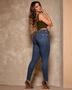 Imagem de Calça jeans skinny hot feminina cintura alta cós com fivela