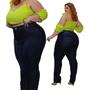 Imagem de Calça Jeans Skinny Plus Size Empina Bumbum Cós Alto Modelador 46 ao 48