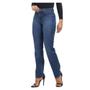 Imagem de Calça Jeans Tradicional Feminina Azul Médio Premium Com Elastano Cós Alto Barra Reta - Ref. 3242L