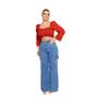 Imagem de Calça Jeans Wide Leg Cargo cintura alta com bolsos laterais