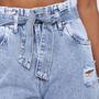 Imagem de Calça Jeans Wide Leg Destroyed Cós Com Cinto Cintura Alta Feminina