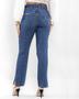 Imagem de Calça Jeans Wide Loose Feminina Cintura Alta Abertura Lateral Barra 02920 Escura