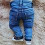 Imagem de calça jogger jeans bebe menino com elastano Tam 0 A 12 meses