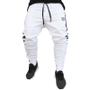 Imagem de Calça Jogger Masculina BRANCA Sarja Com Listras e Botões PLUS SIZE