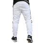 Imagem de Calça Jogger Masculina BRANCA Sarja Com Listras e Botões PLUS SIZE