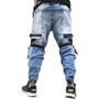 Imagem de Calça Jogger Masculina JEANS AZUL New Combat Tracks PLUS SIZE