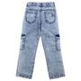 Imagem de Calça Juvenil Look Jeans Reta Cargo Jeans