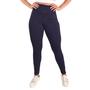 Imagem de Calça Legging 3D Malha Canelada Com Zíper Azul Marinho