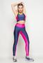 Imagem de Calça Legging Esportiva Suplex Poliamida Com Recortes Azul e Rosa Salvatore Fashion