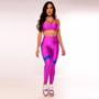 Imagem de Calça Legging Fitness Feminina Faixa Lateral Rosa- Azul