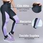 Imagem de Calça Legging Fitness Feminina Punho com Recortes Coloridos em Cirrê e Tela para Academia e Treinos