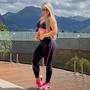 Imagem de Calca Legging Recorte Empina Bumbum Preta Rosa Neon Moving