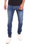 Imagem de Calça masculina skinny jeans escuro lavada design coxa com lycra sem rasgada Ref: 0122