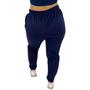 Imagem de Calça Moletom Feminina Flanelada Lisa Sem Estampa Com Punho
