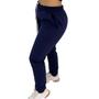 Imagem de Calça Moletom Feminina Flanelada Lisa Sem Estampa Com Punho