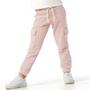 Imagem de Calça Moletom Jogger Cargo Infantil Menina Bolso Punho Rosa