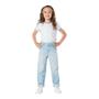 Imagem de Calça Mom Menina Mania Kids em Jeans Claro com Destroyed