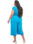 Imagem de Calça Pantacourt Plus Size, Cós De Elástico, Azul, Tam. 44