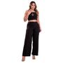 Imagem de Calça Pantalona + Cropped Conjunto Feminino Preto