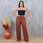 Imagem de Calça Pantalona Feminina Canelada Cintura Alta Confortavel 
