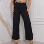 Imagem de Calça Pantalona Feminina Linho Larga com elástico na cintura Bolso na frente e atrás Moda tendencia