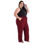 Imagem de Calça Plus Size Estilo Pantalona Feminina Cintura Alta Dunas Tendencia Wid Leg Elástico Cós