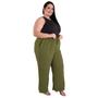 Imagem de Calça Plus Size Estilo Pantalona Feminina Cintura Alta Dunas Tendencia Wid Leg Elástico Cós
