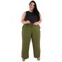 Imagem de Calça Plus Size Estilo Pantalona Feminina Cintura Alta Dunas Tendencia Wid Leg Elástico Cós