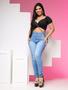 Imagem de Calça Skinny feminina jeans Clara com puídos básica Premium Cintura alta lycra/elastano modela bumbum