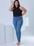 Imagem de Calça skinny jeans claro plus size de cintura alta empina bumbum com elastano